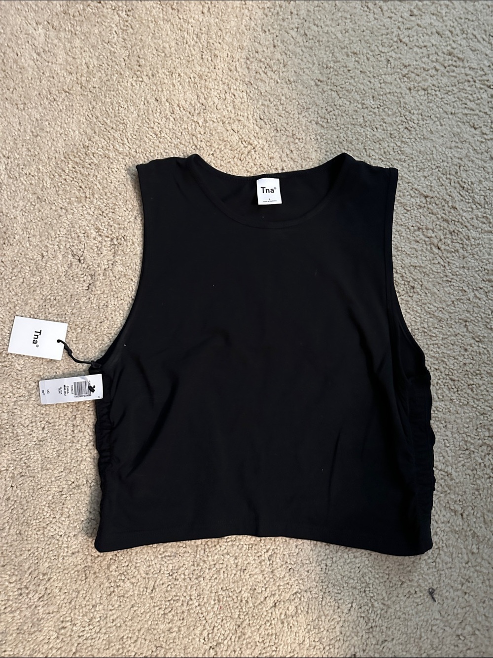 TNA Chill Malibu Black Sleeveless Cropped Tank - Size Large - NWT NEW WITH TAGS